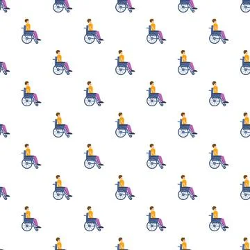Person using wheelchair seamless pattern background for disability Stock Illustration
