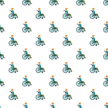 Person using a wheelchair seamless repeating pattern background イラスト素材