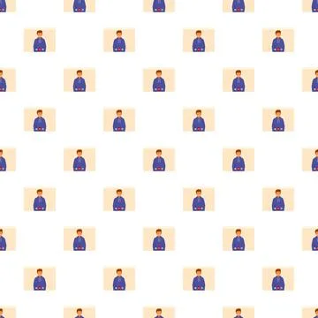 Person on video call screen seamless pattern Stock Illustration