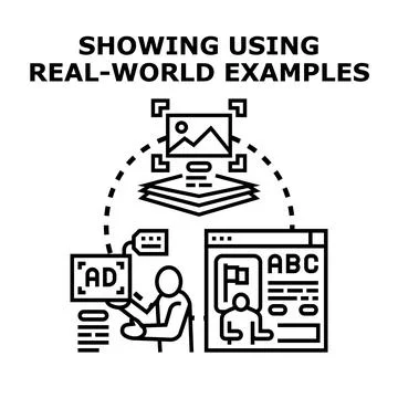 Person visualizing content with layered media data Stock Illustration