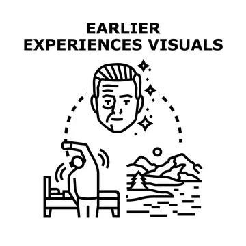 Person visualizing past experiences and memories while waking up Illustrazione stock