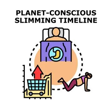Person visualizing planet conscious slimming timeline concept Stock Illustration