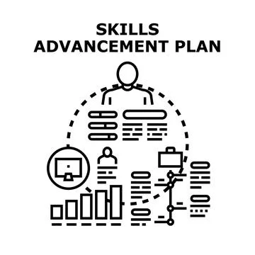 Person visualizing skills advancement plan and career progress Stock Illustration