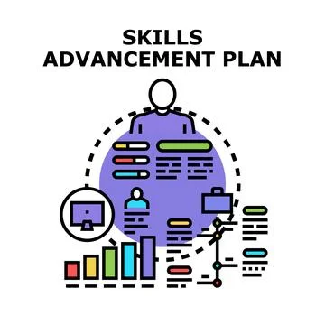 Person visualizing skills advancement plan and career progress Stock Illustration