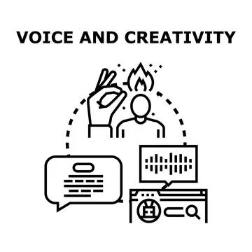 Person visualizing voice and developing creative ideas Stock Illustration