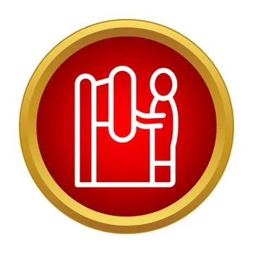 Person voting in booth making democratic choice icon 스톡 일러스트