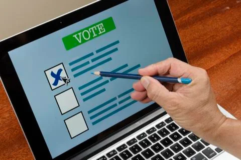 Person voting on the computer Stock Photos