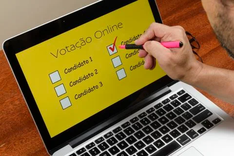 Person voting on the computer Stock Photos