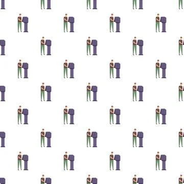 Person voting at election booth machine seamless pattern 스톡 일러스트