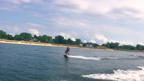 Person Wakeboarding in slow motion Video stock 145690112