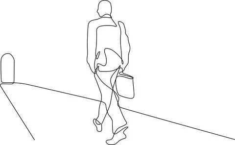 Person walking with bag and backpack Vector Stock Illustration