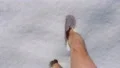 The person walking barefoot in the snow 4k or 4k+ Resolution