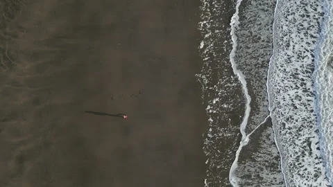 A person is walking on a beach with the ocean in the background Stock Footage 301796025