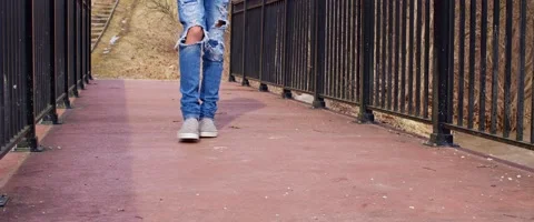 Person Walking On Bridge Stock Footage 170860324