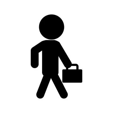 A person walking with a briefcase. Going to work. Vector. Stock Illustration