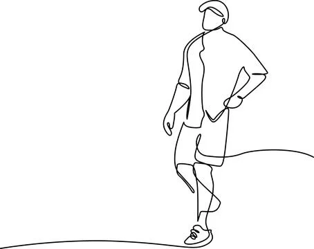 A person walking casually with hands in pockets and a relaxed stride on a c.. Stock Illustration