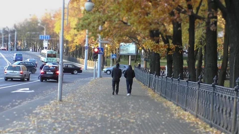 A person walking down the street Stock Footage 129579652