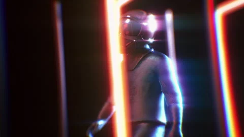A Person Walking In An Glowing Environment Stock-Footage 268334250