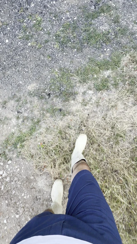 Person walking on rural dirt path panning Stock Footage 341829082