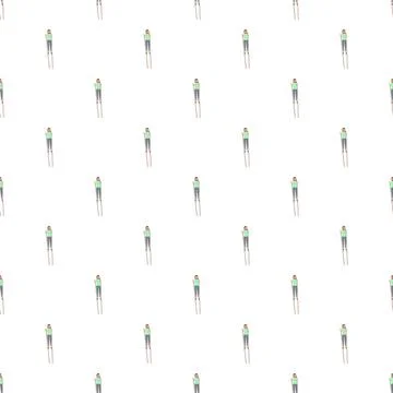 Person walking on stilts seamless pattern illustration Stock Illustration