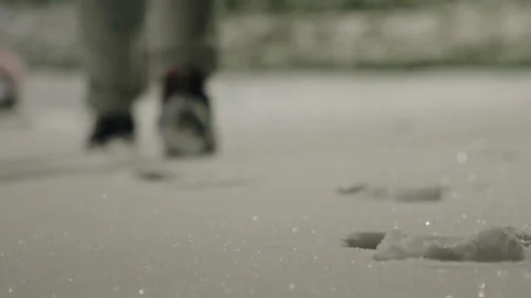 Person Walking Through Deep Fresh Snow, Low Angle Winter Shot Vídeos de archivo 337413615