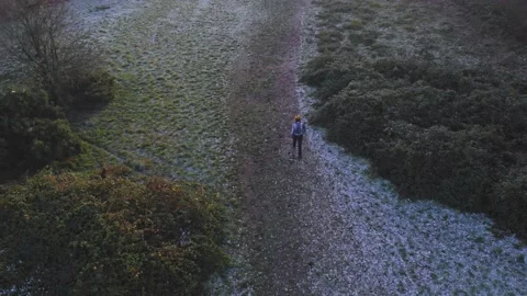 Person Walking Through Field Stock Footage