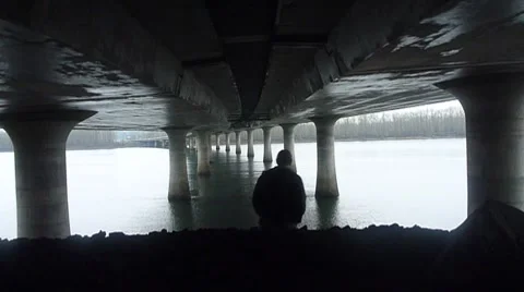 Person Walking Under the Bridge Stock Footage 8360149