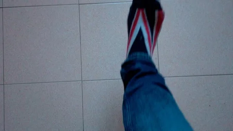 Person walks with socks Stock Footage 124982587