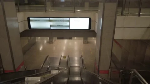Person was walking and using escalator in MRT subway train station. Stock Footage 137692392