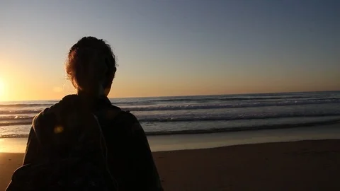 Person watching the waves Stock Footage 123200052