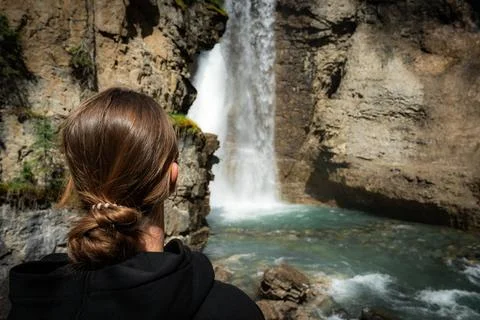 Person at Waterfall Stock Photos