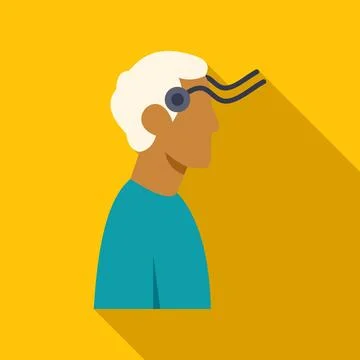 Person wearing a brain interface for connecting mind and machine Stock Illustration