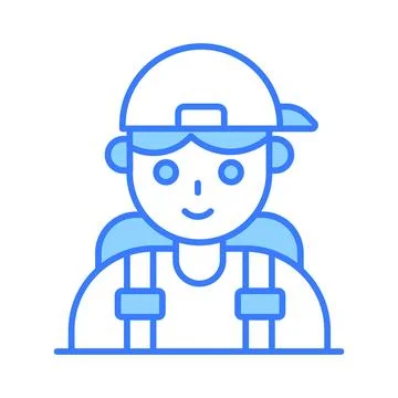 A person wearing cap and backpack denoting vector of traveler in modern style Stock Illustration