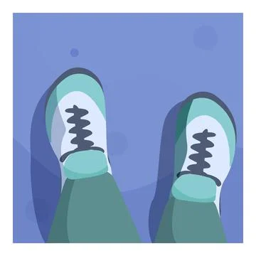 Person wearing sneakers standing on solid color background イラスト素材