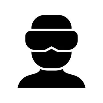 Person Wearing Virtual Reality Headset in Black Silhouette Style Stock Illustration