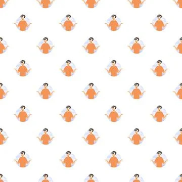 Person wearing vr headset exploring virtual reality seamless pattern Stock Illustration