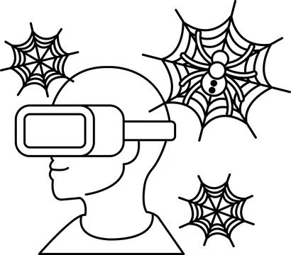 Person wears virtual reality headset 库存插图