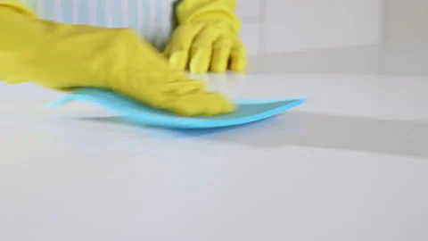 Person wipe off tabletop Stock Footage 155684668