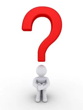 Person is wondering under a question mark Stock Illustration