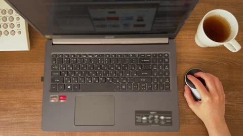 Person work laptop computer, hand using mouse, type keyboard time lapse. Stock Footage 310610003