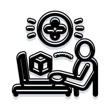 Person working on 3d computer aided design Stock Illustration
