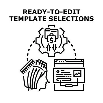Person working with application creating and editing digital content template Illustrazione stock