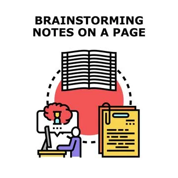 Person working, brainstorming ideas, making notes Stock Illustration
