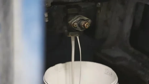 A person is working on a car, and there is a bucket of white liquid next to them Stock Footage 302456352