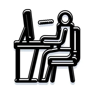 Person working at computer desk flat icon イラスト素材