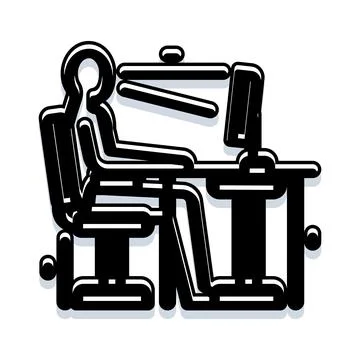 Person working at computer desk workstation Illustrazione stock