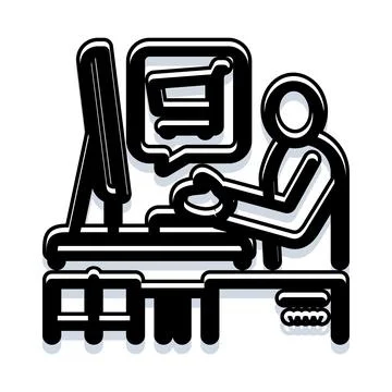 Person working at computer doing online shopping Stock Illustration