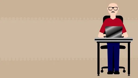 Person working on computer muckup banner Stock Illustration