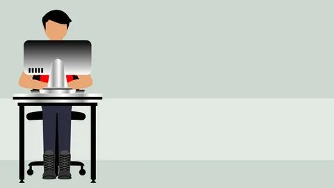 Person working on computer muckup Stock Illustration