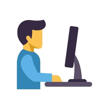 Person working on computer at office desk Stockillustratie